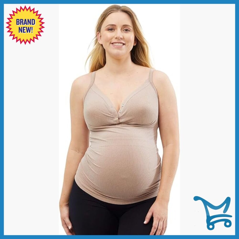Wirefree Nursing Tank Top With Padded Cups For Maternity & Breastfeeding